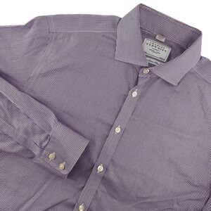 Charles Tyrwhitt Non-Iron Extra Slim Fit Dress Shirt Mens 16.5/34 Purple Check